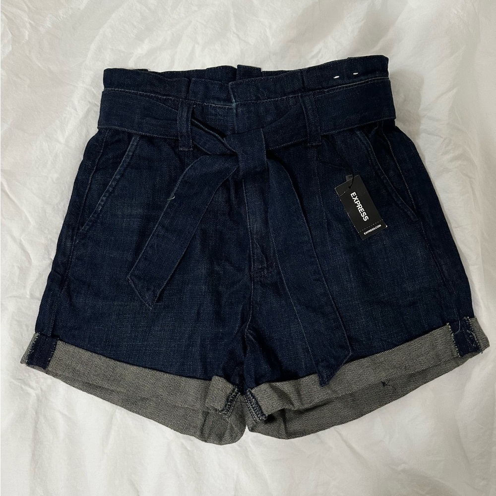 Express Belt tied denim shorts